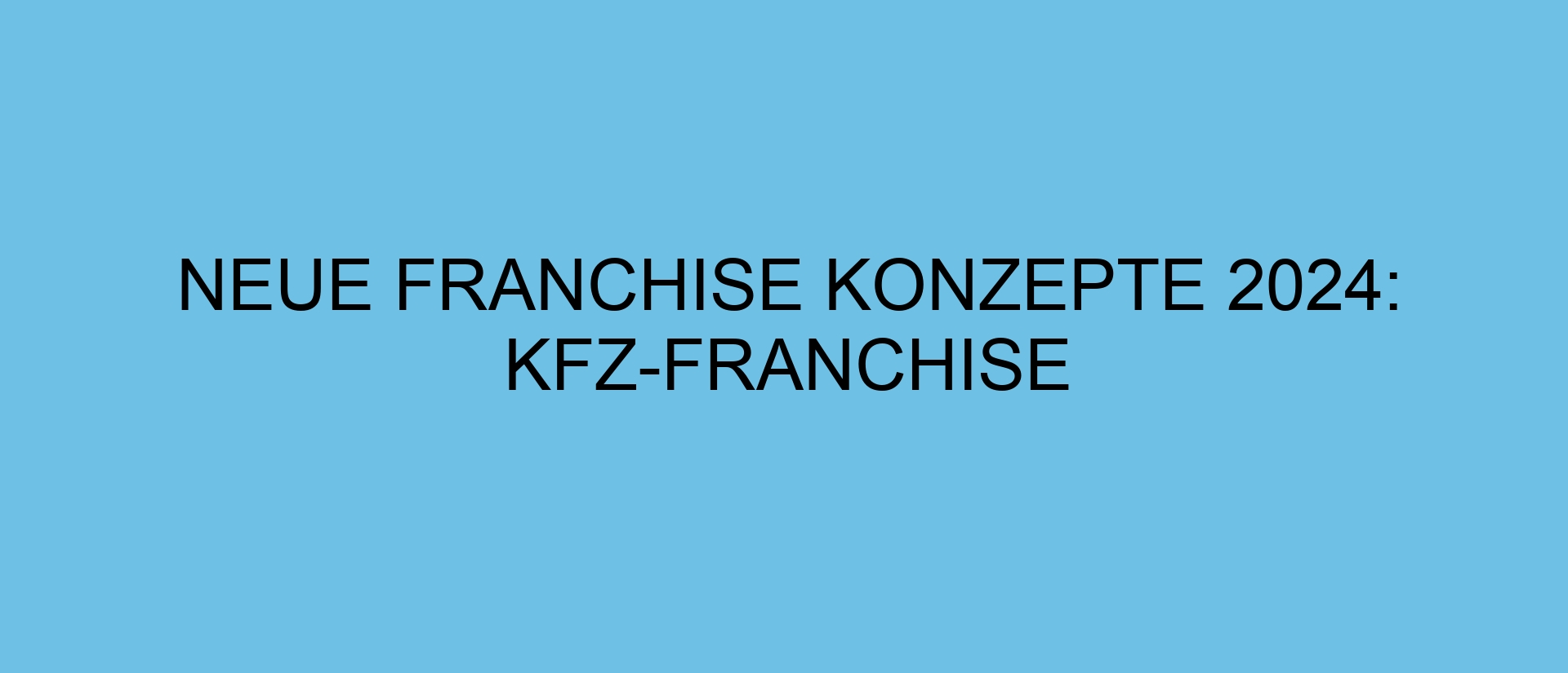 Neue Franchise Konzepte 2024: Kfz-Franchise