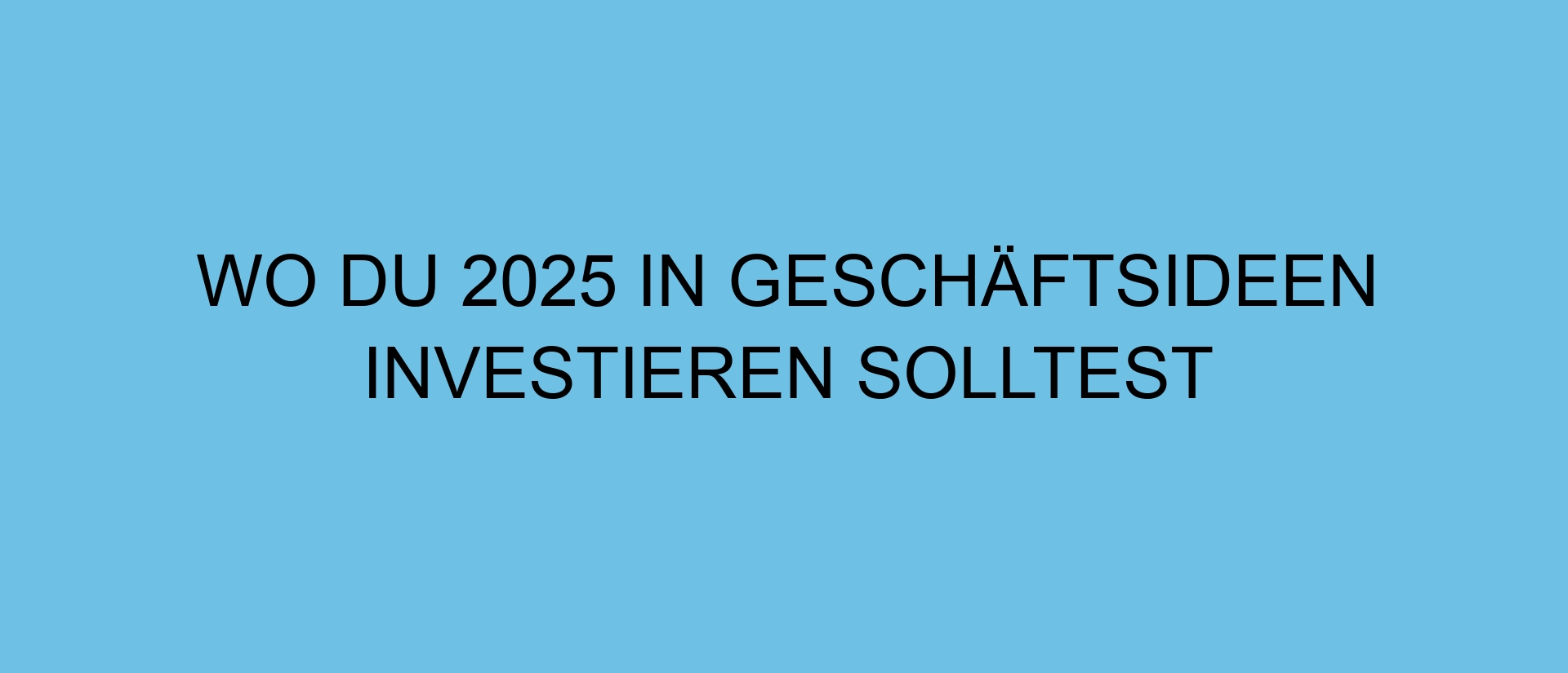 Wo du 2025 in Geschäftsideen investieren solltest