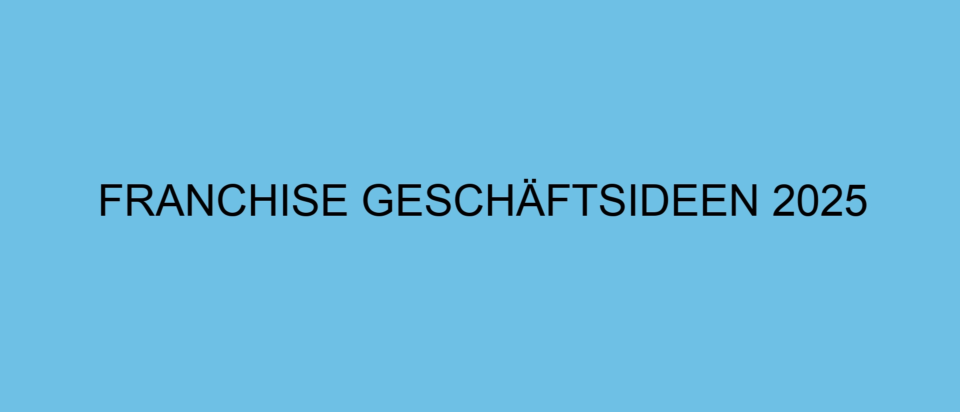Franchise Geschäftsideen 2025