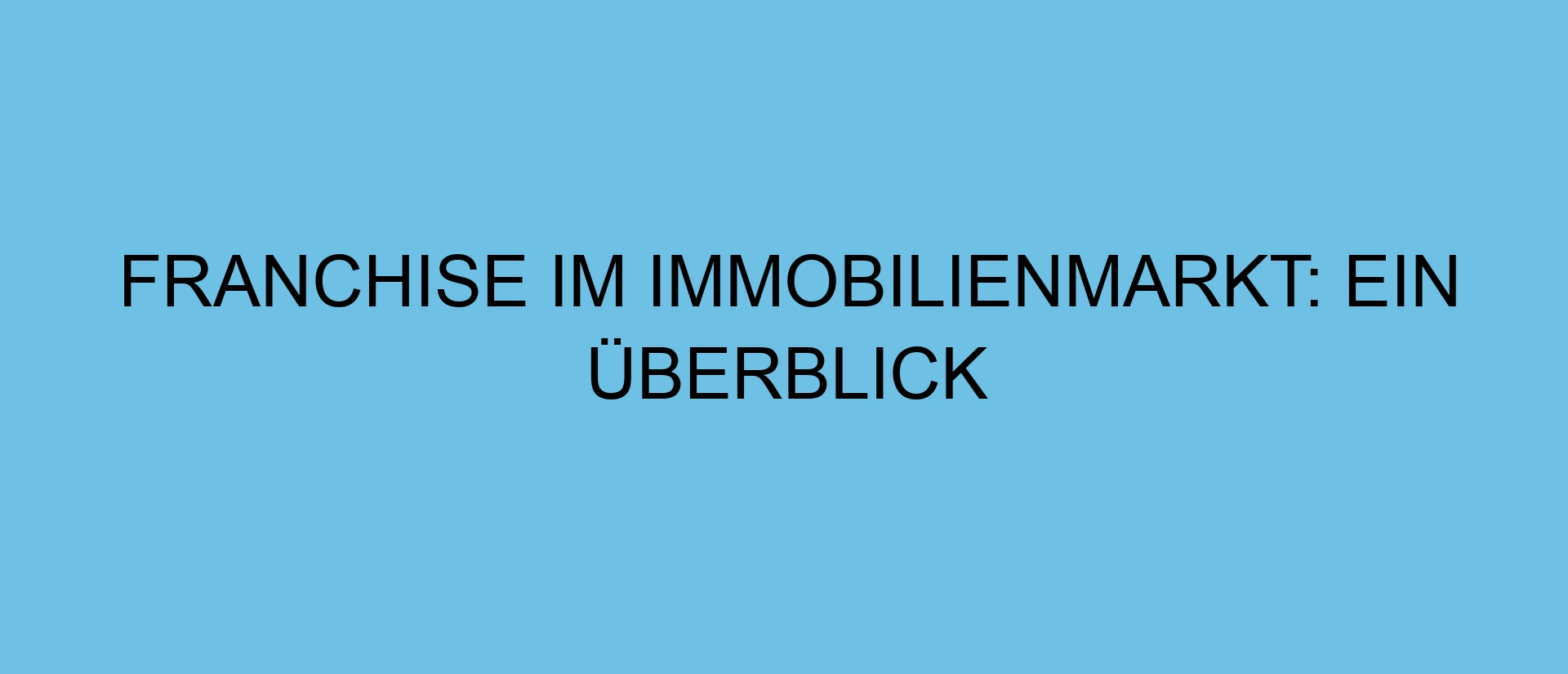 Franchise im Immobilienmarkt: Ein Überblick