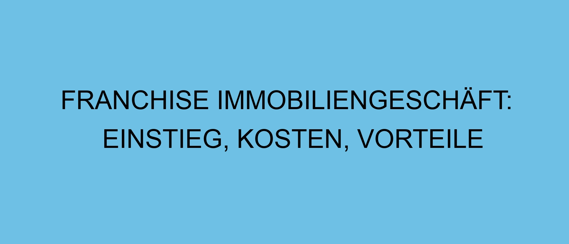 Franchise Immobiliengeschäft: Einstieg, Kosten, Vorteile