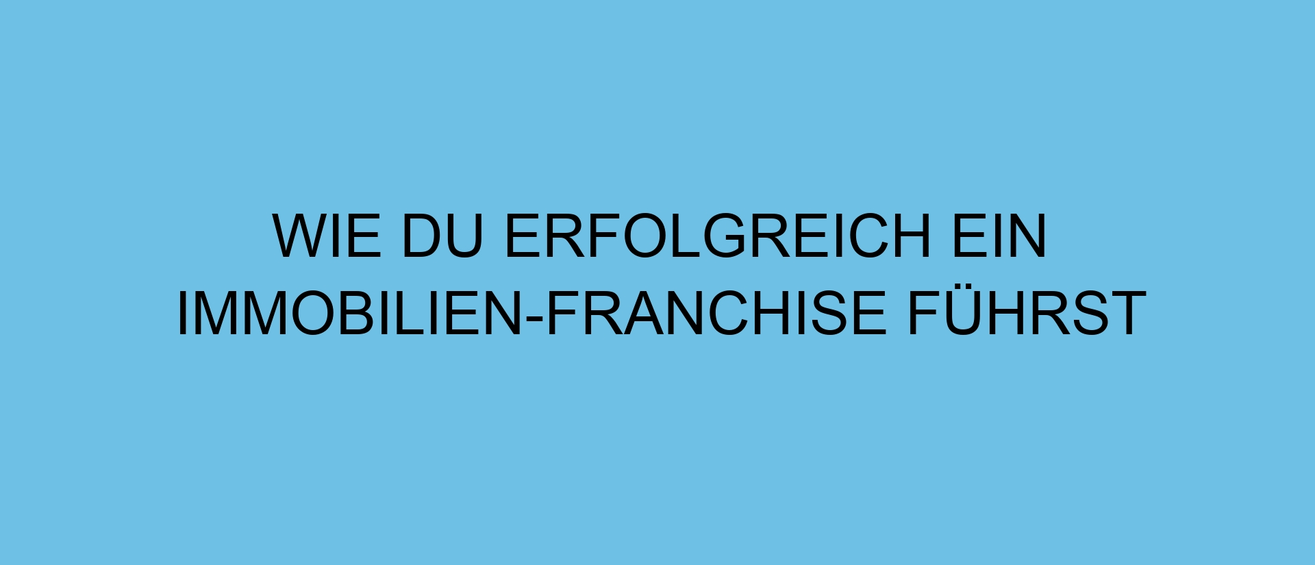 Wie du erfolgreich ein Immobilien-Franchise führst