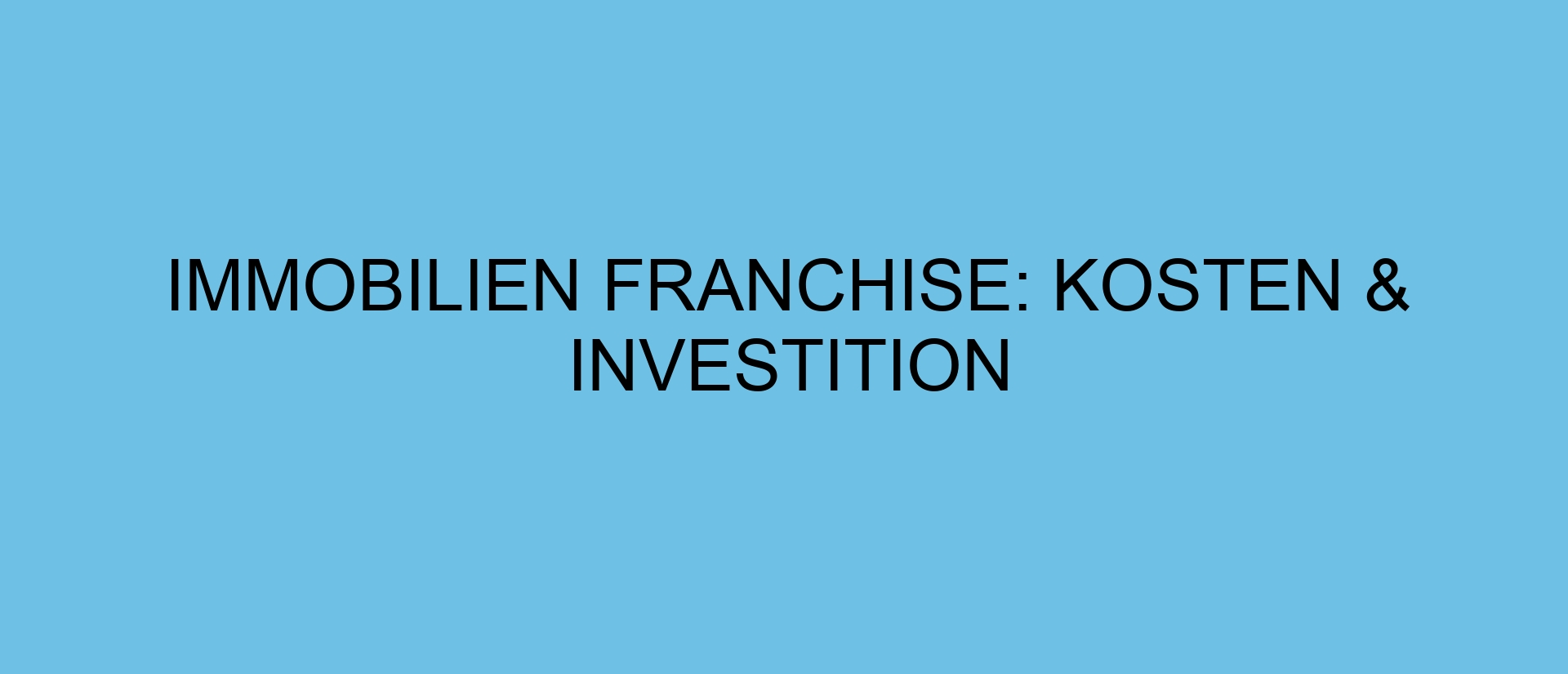 Immobilien Franchise: Kosten & Investition