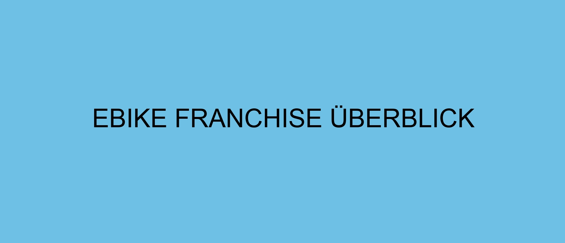 eBike Franchise Überblick